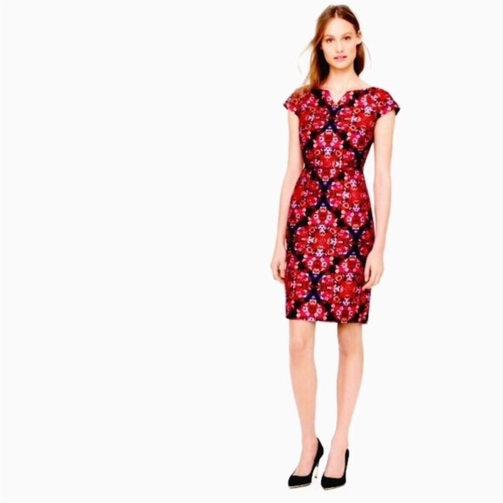J. Crew Collection Berry Bouquet‎ Silk sheath pencil Dress